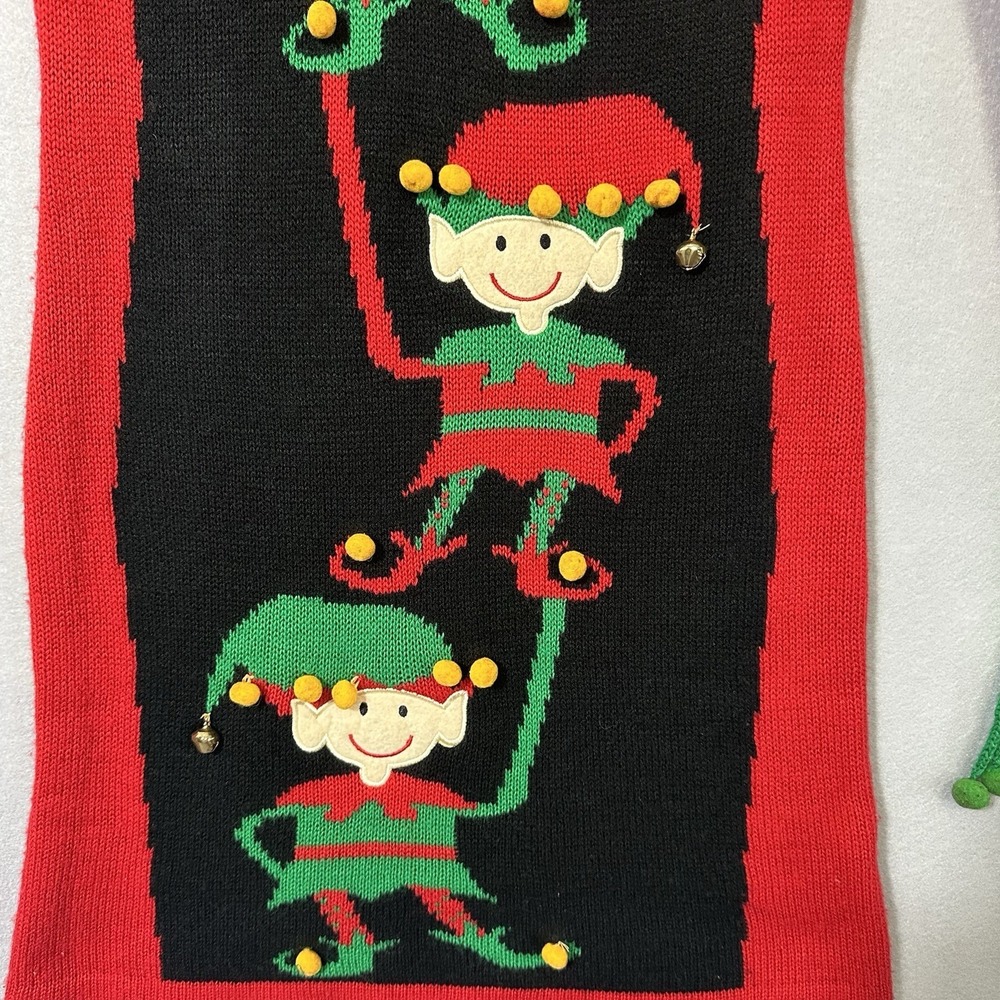 Christmas Elf Sweater Dress Red Holiday Ugly Sweater Party Dress Women's Medium - Picture 4 of 11